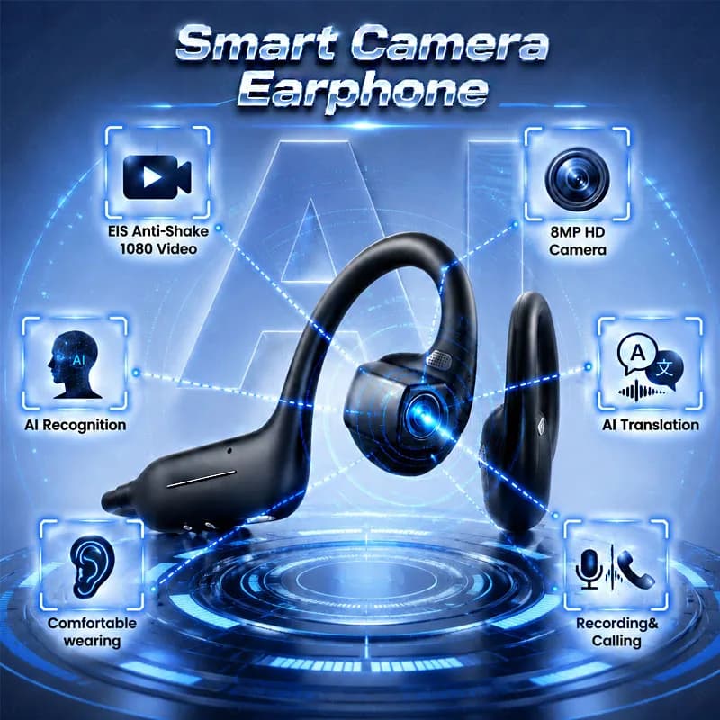 Auriculares Traductores con Cámara 1080P y BT 5.4 — Auriculares
