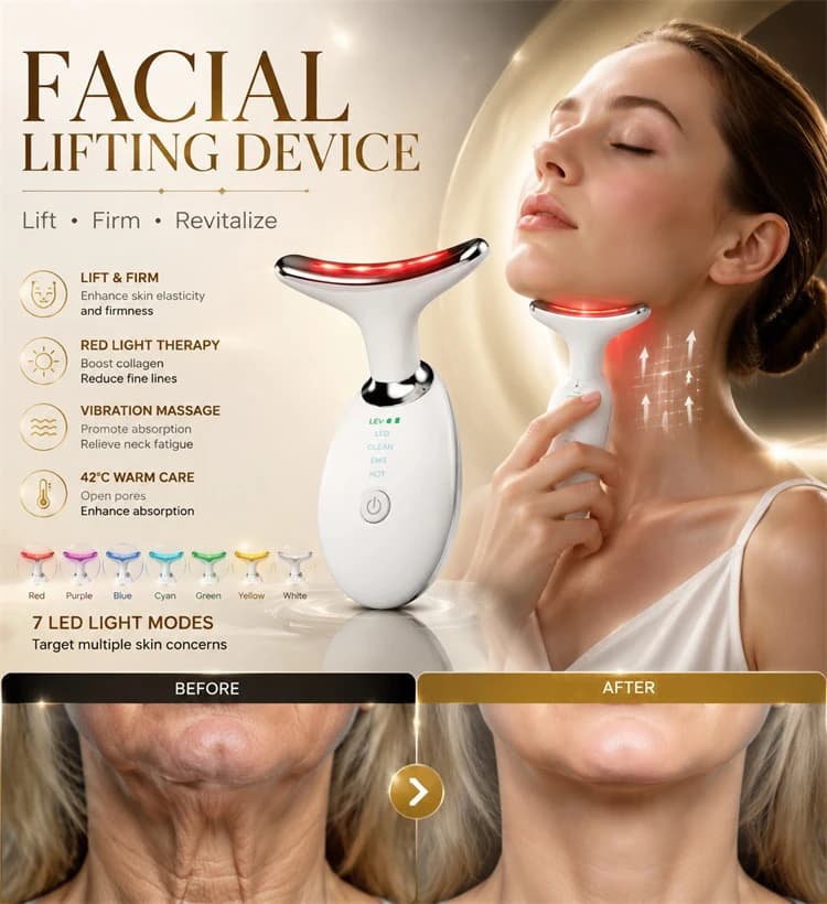 Masajeador Facial LED con Microcorriente EMS y Vibración