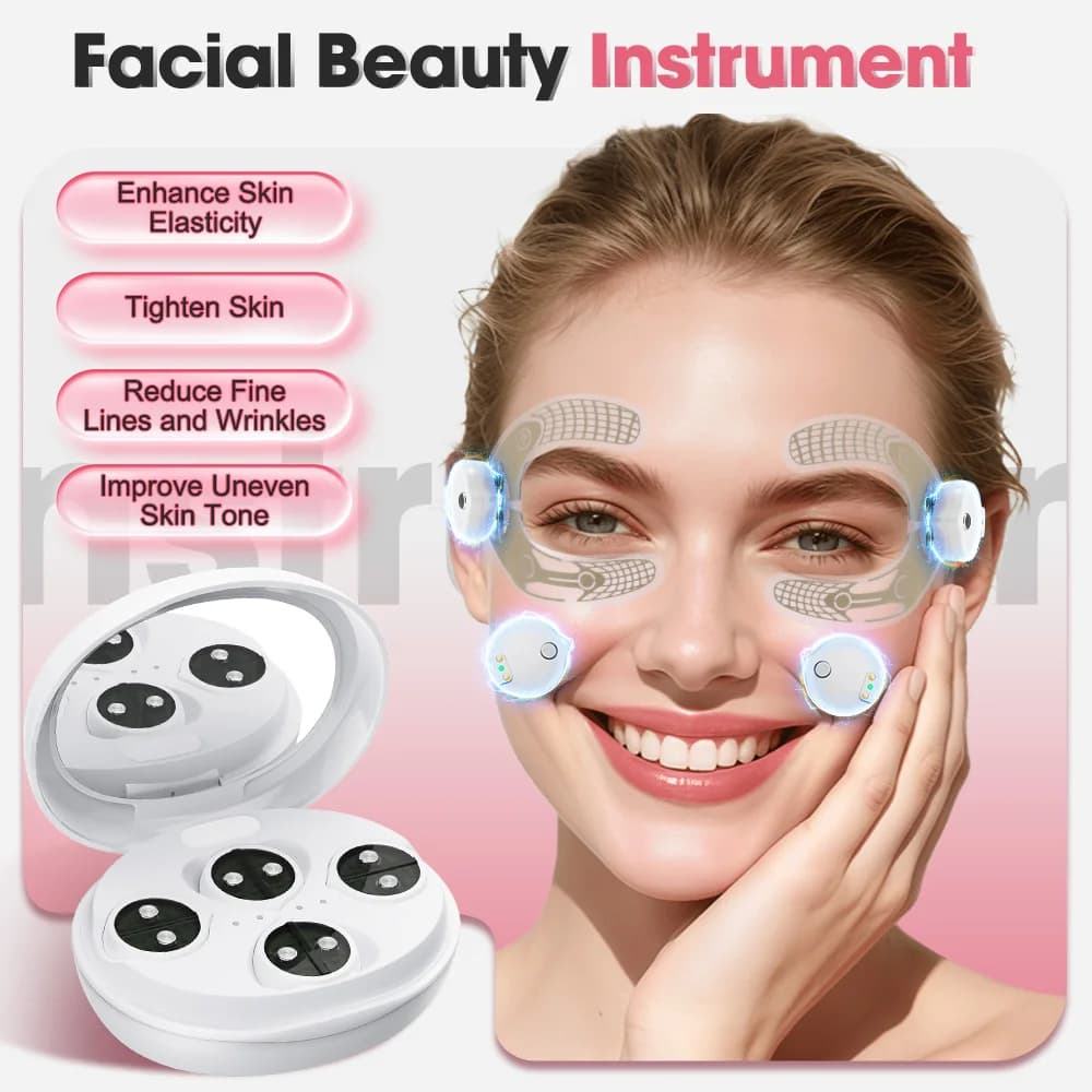 Masajeador Facial Microcorriente 660nm con Parches de Gel
