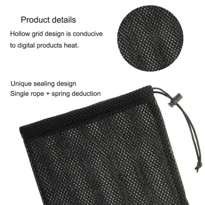Bolsa de malla con cordón para auriculares y cables — Auriculares