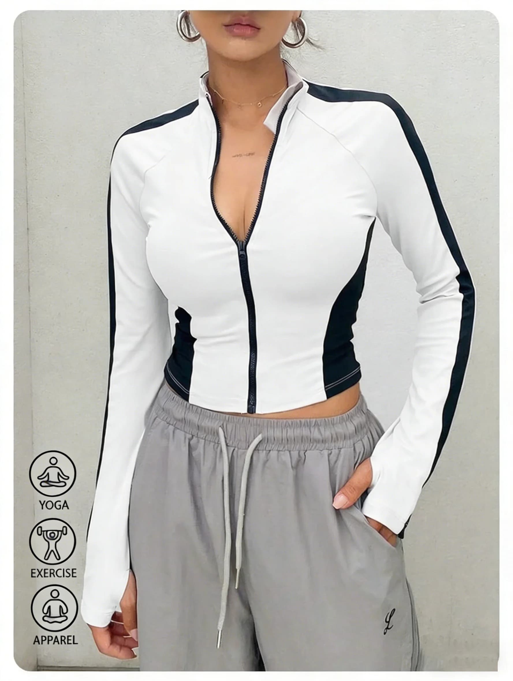 Chaqueta Deportiva Yoga Cuello Alto Cremallera Transpirable