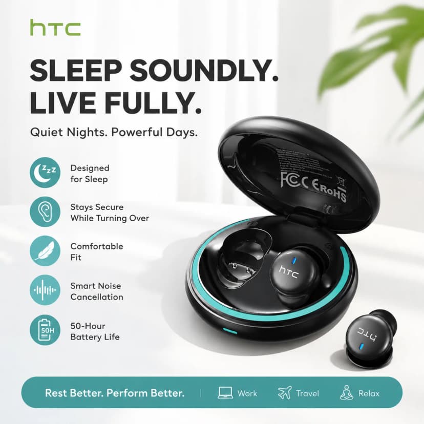 HTC NE92: Auriculares para Dormir con 30H y Bluetooth 6.0 — Auriculares | HTC