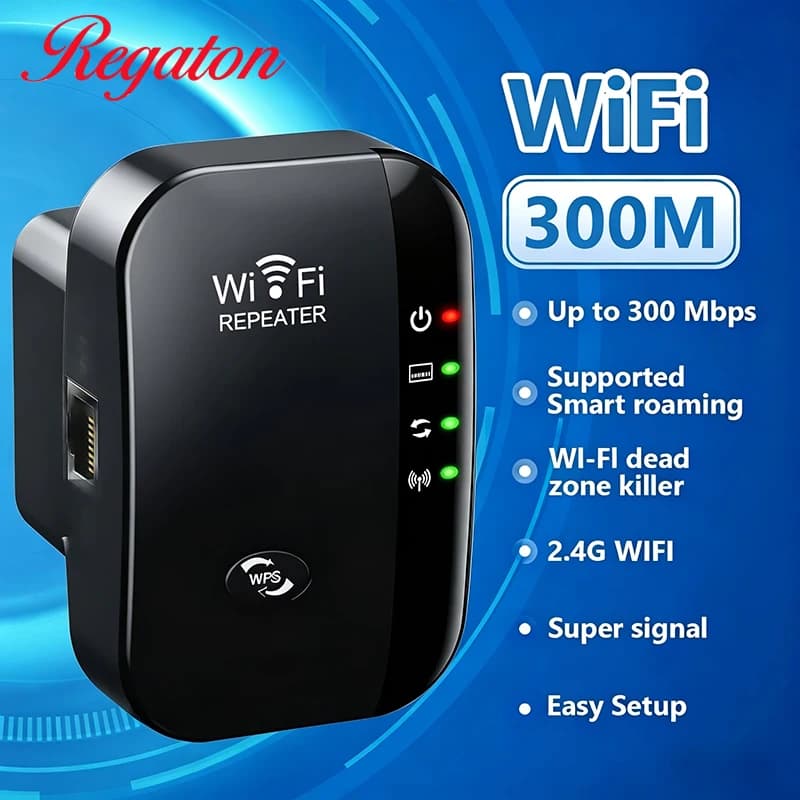 300M WiFi Extender 2.4GHz for Home Office — Desktop Setup